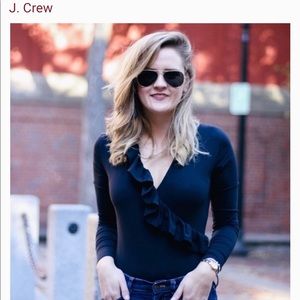 J Crew Ruffle Front Wrap Bodysuit - Size M